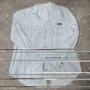 Calvin Klein Blue Striped Button-Up Shirt (Size S)